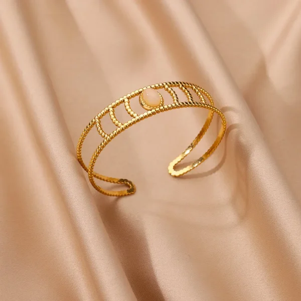 الجديد في أساور الفولاذ المقاوم للصدأ للنساء الفاخرة الذهب اللون هندسية مفتوحة الكفة سوار فام خمر مجوهرات الزفاف هدية