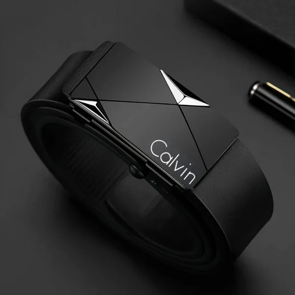 حزام جلد PU أنيق للرجال - أحزمة عصرية للحياة اليومية والترفيه والحفلات والمهرجانات والعمل وإبزيم تلقائي للأعمال