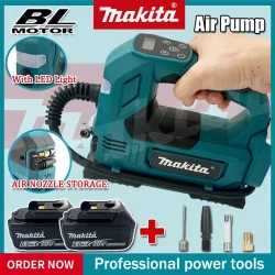 ماكيتا المحمولة اللاسلكي منفاخ لإطارات السيارة 18 فولت بطارية مضخة هواء كهربائية ضاغط الهواء المحمول لإطارات السيارات دراجة الكرة
