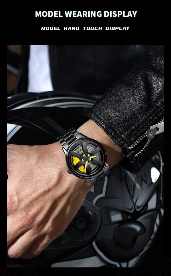 VA VA VOOM Sports Car Watch Fashionable Rotating Dial Stainless Steel Strap 3Bar Waterproof Quartz Movement Watches reloj hombre