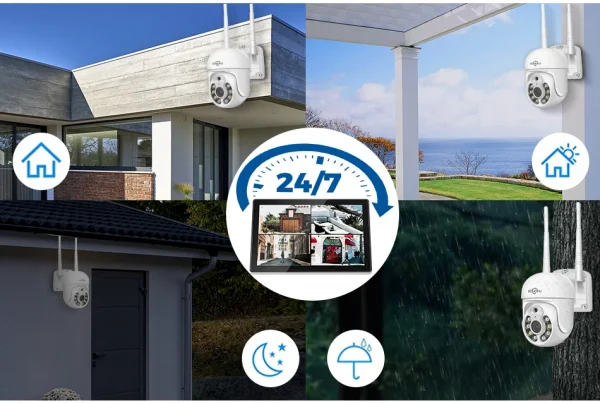 Hiseeu 3/5MP 10CH NVR مع شاشة 10.1 بوصة مجموعة كاميرات أمنية لاسلكية في الهواء الطلق كاميرا IP مقاومة للماء مجموعة نظام المراقبة بالدوائر التليفزيونية المغلقة