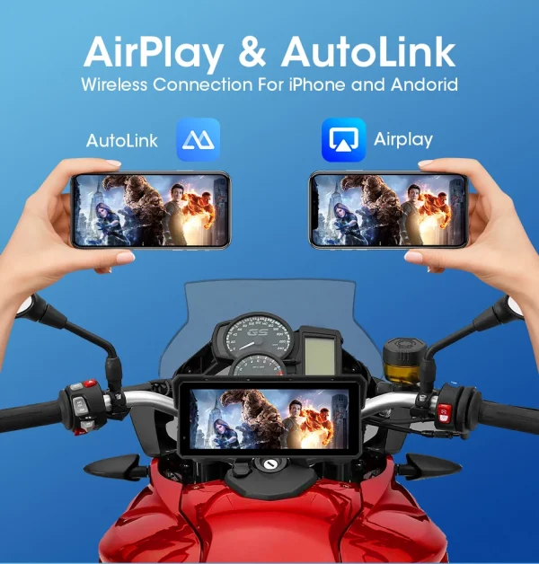 جانسايت محمول 8.1 بوصة IP67 مقاوم للماء للدراجات النارية 4K DVR نظام تحديد المواقع والملاحة اللاسلكية Carplay أندرويد السيارات موتو مسجل مراقب