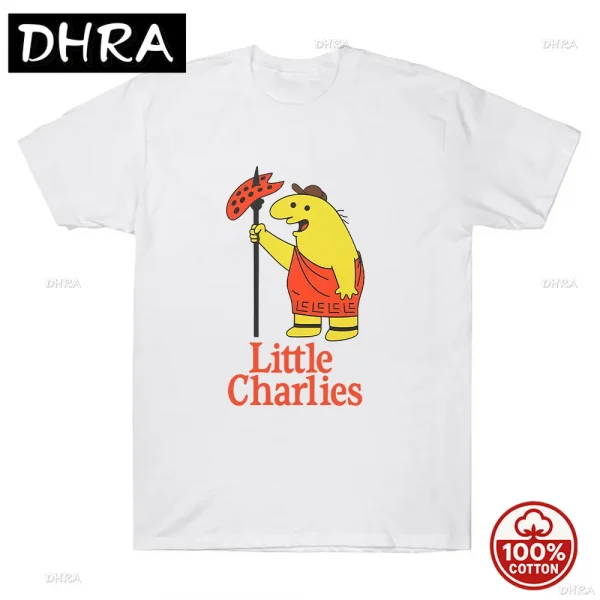 يبتسم الأصدقاء ليتل تشارلي أنيمي الكرتون الجرافيك تي شيرت خمر Harajuku نمط س الرقبة للجنسين عادية تي شيرت للرجال والنساء