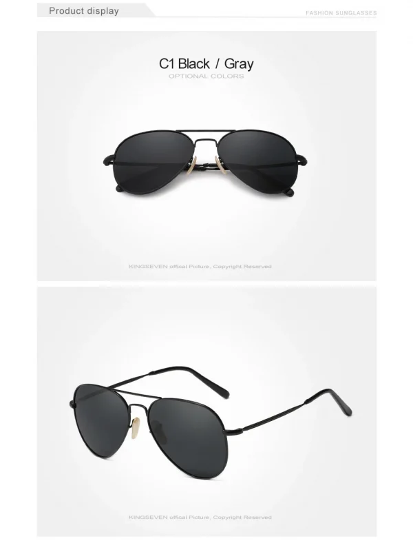 KINGSEVEN موضة السببية الطيار النظارات الشمسية الرجال النساء الاستقطاب UV400 مكافحة وهج سبيكة إطار كبير نظارات HD عدسة النظارات الفاخرة