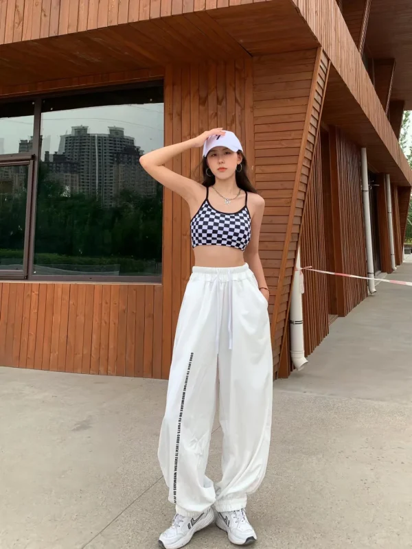 بنطال نسائي على الطراز الأوروبي الأمريكي خصر عالي بتصميم رباط كاجوال بنطال نسائي جديد ربيع وصيف 2024 بنطال Y2K