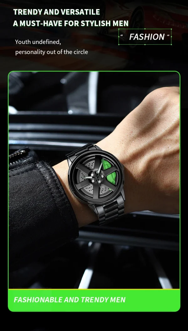 VA VA VOOM Sports Car Watch Fashionable Rotating Dial Stainless Steel Strap 3Bar Waterproof Quartz Movement Watches reloj hombre