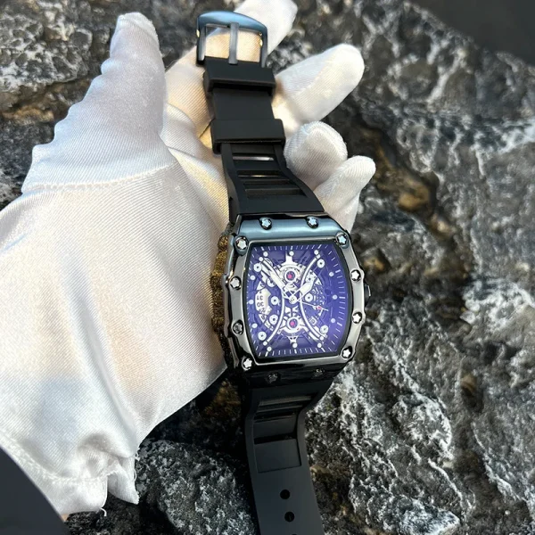 ساعة رجالية خفيفة الوزن ذات علامة تجارية فاخرة ببرميل نبيذ، ساعة رياضية عصرية وتوهج ليلي وساعة تقويمية Reloj L146