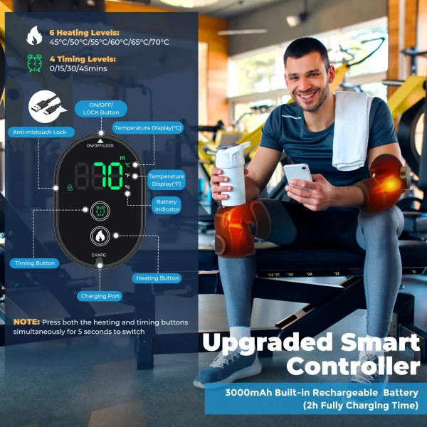 اللاسلكية ساخنة جهاز تدليك الركب منصات هدفين الكتف دعامة كوع العضلات التفاف 6 مستويات ضغط ساخن تقليل الإجهاد صحة المفاصل