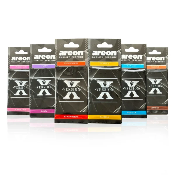 معطرات هواء السيارة عالية الجودة [الشكل X]، والتي يمكن استخدامها كزينة لمرايا الرؤية الخلفية للسيارة، متوفرة في مجموعات