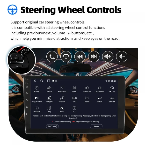 راديو ستيريو للسيارة من ESSGOO مقاس 9 بوصات 2 DIN مزود بتقنية Carplay يعمل بنظام الأندرويد وستيريو للسيارة وبلوتوث 64 جيجا ونظام تحديد المواقع والملاحة RDS وواي فاي وUSB FM DAB + CAM