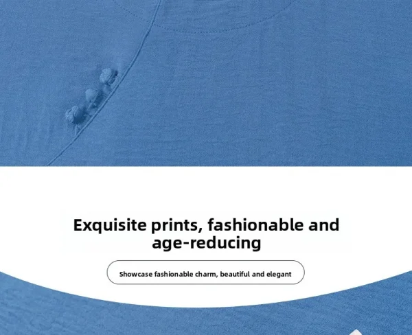 طقم حريمي صيفي بأكمام قصيرة من القطن والحرير على طراز الجدة ملابس نسائية غير رسمية ملابس منزلية قميص أمي ملابس خارجية زر طباعة الأزهار...