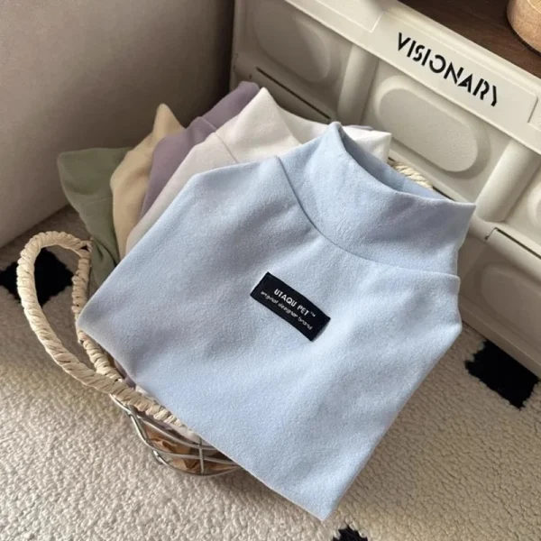 الفاخرة الكلب قاع قميص الربيع الكلب الملابس لطيف الصلبة جرو الياقة المدورة الدافئة لينة القط قميص الحيوانات الأليفة بلوزات تشيهواهوا ازياء