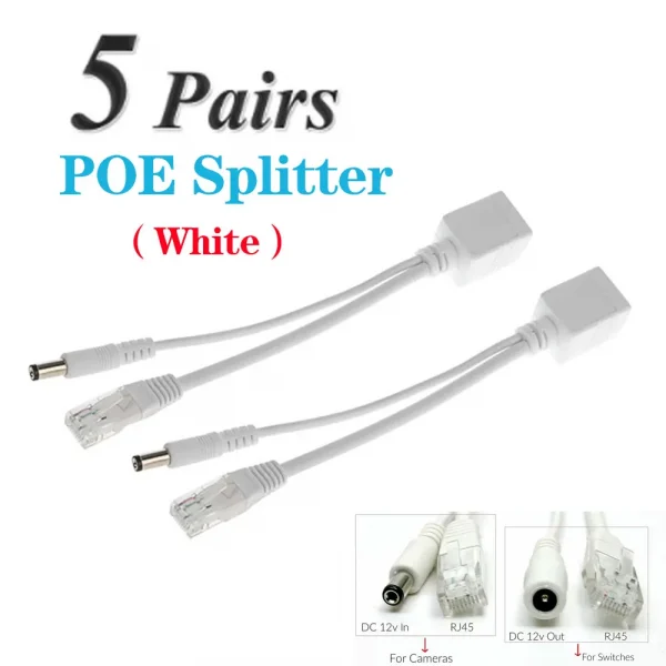 48 فولت إلى 12 فولت POE سبليتر Waterprrof مع الفيديو والطاقة كابل محول وحدة العرض حاقن لموسع كاميرا IP