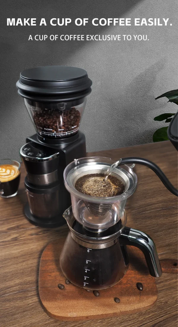 مطحنة قهوة HiBREW مطحنة قهوة كهربائية أوتوماتيكية مع 31 تروسًا لقهوة الإسبريسو الأمريكية صب فوق تخزين الفول البصري G3