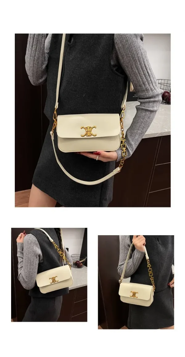 حقيبة كتف مكعبة الشكل، مربعة الشكل مدمجة مع سلسلة مصقولة، تصميم متعدد الاستخدامات للحمل في اتجاهين، مظهر جديد لعام 2026