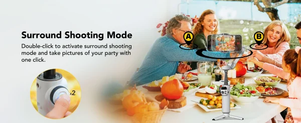 AOCHUAN Smart X2 3 Axis Gimbal Stabilizer للهواتف الذكية iPhone و Android Gimbal مع شاشة LED مدمجة لعمود التمديد