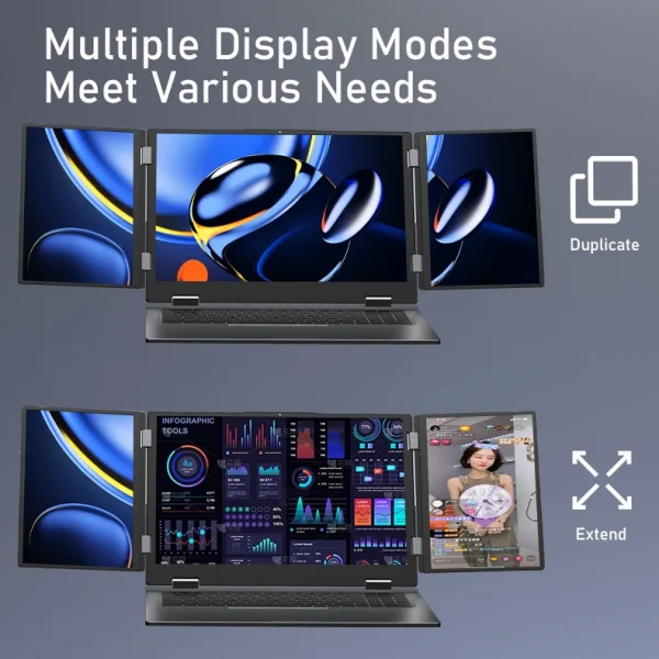 16 Inch Triple-Screen Laptop I7-1260P 12th Gen Wifi 6 Max 64GB RAM 4TB SSD Portable Monitor 3 Screen Laptop Student PC