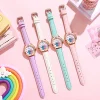 Cartoon Pattern Stitch Girls Watches for Kids Leather Strap Children Watch with Rhinestone Dial reloj stich Exquisite Gift