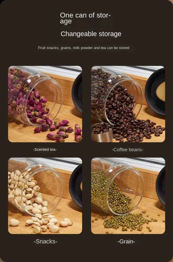 وعاء قهوة بغطاء أسود متعدد السعة، وعاء تخزين يدوي مقاوم للرطوبة، إبريق شاي زجاجي للمطبخ، وعاء تخزين حبوب القهوة، جرة محكمة الغلق