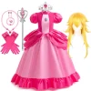 زي أميرة الخوخ للفتيات فستان الأميرات التنكري للأطفال في عيد الهالوين كرنفال فستان حفلات أعياد الميلاد لمدة 3-10 سنوات