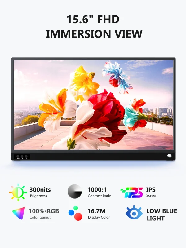 أمودو 15.6 بوصة شاشة محمولة 1920x1080P تمديد عرض IPS لوحة ال سي دي الثقب حامل VESA USBC Mini HDMI شاشة الهاتف المحمول