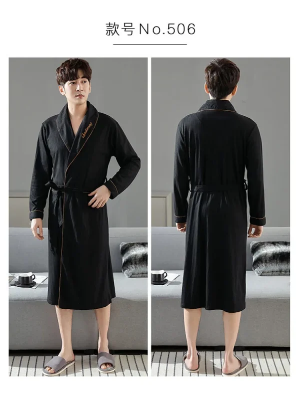 رداء حمام منقوش غير رسمي رجل ربيع الخريف القطن رداء ملابس خاصة طويلة الأكمام كيمونو الذكور الخامس الرقبة الملابس الداخلية الحميمة سبا Robes L-4XL