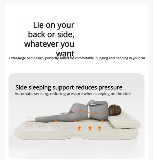 مرتبة هوائية خلفية للسفر أوتوماتيكية للسيارة، سرير محمول ذكي AI قابل للنفخ للنوم في السيارة