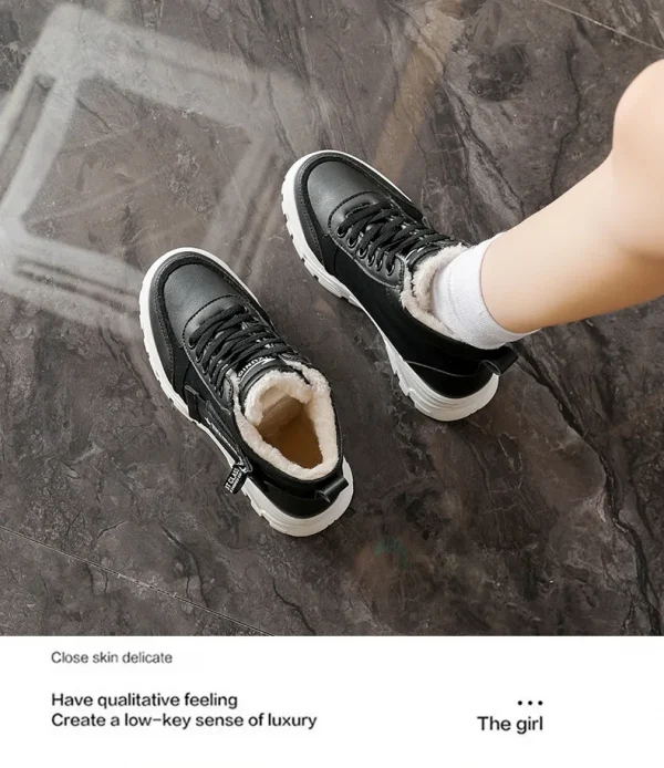 أحذية كاجوال فائقة النعومة، أحذية أبي سميكة القاع، أحذية منصة عالية الارتفاع، أحذية عصرية للشتاء الدافئ بنمط جديد للنساء