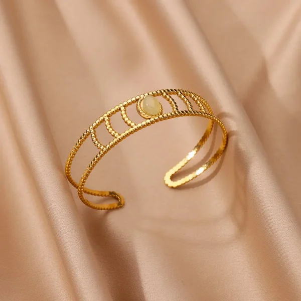 الجديد في أساور الفولاذ المقاوم للصدأ للنساء الفاخرة الذهب اللون هندسية مفتوحة الكفة سوار فام خمر مجوهرات الزفاف هدية