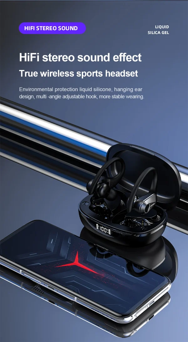 سماعات لينوفو LP75 الرياضية اللاسلكية مع ميكروفون، زر التحكم، شاشة عرض الطاقة LED، سماعات هاي فاي ستيريو بلوتوث 5.3 TWS