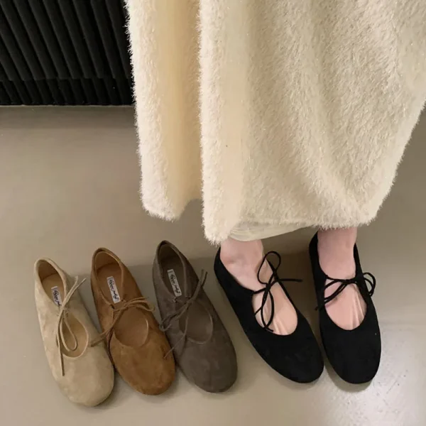 أحذية نسائية مسطحة بعقدة فراشة عصرية مع حذاء كاجوال للنساء حذاء ناعم للأقدام بمقدمة مستديرة حذاء مسطح للنساء قابل للارتداء بسهولة