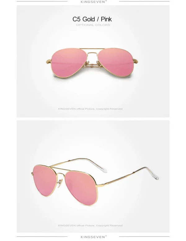 KINGSEVEN موضة السببية الطيار النظارات الشمسية الرجال النساء الاستقطاب UV400 مكافحة وهج سبيكة إطار كبير نظارات HD عدسة النظارات الفاخرة