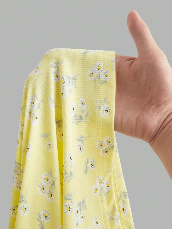 فستان قصير أنيق بدون أكمام بحزام رفيع من الزهور