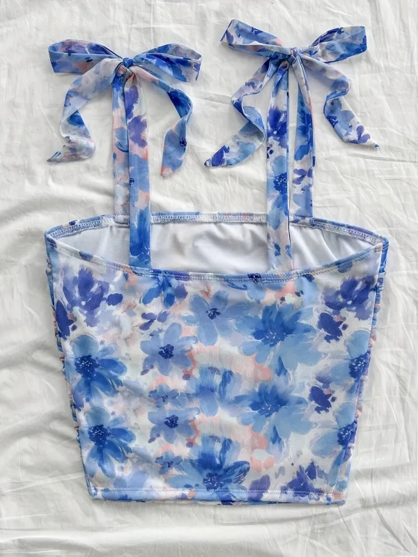 Solid Tie Shoulder Ruched Wide Strap Slim Fit Crop Top for Women Summer 2025 Y2K Clothes Pink Backless Cami Top Streetwear