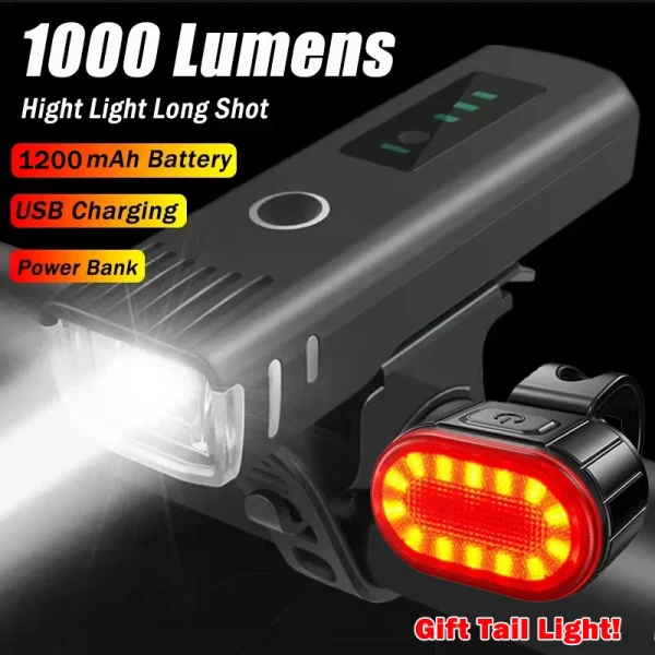 1000LM دراجة Led الجبهة ضوء LED USB قابلة للشحن الذكية الاستشعار الضوء الخلفي مقاوم للماء مصباح يدوي مشرق أضواء السلامة الدراجات