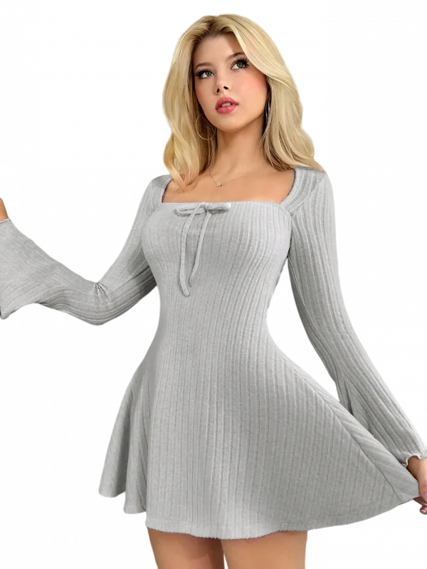 فستان كاجوال بلون أوروبي وأمريكي للخريف والشتاء