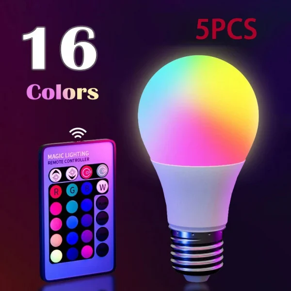 16 لون RGB لمبة LED متعدد الألوان لمبة E27 220 فولت الإضاءة المنزلية عكس الضوء 24 مفتاح التحكم عن بعد مصباح ذكي مصباح لتهيئة الجو