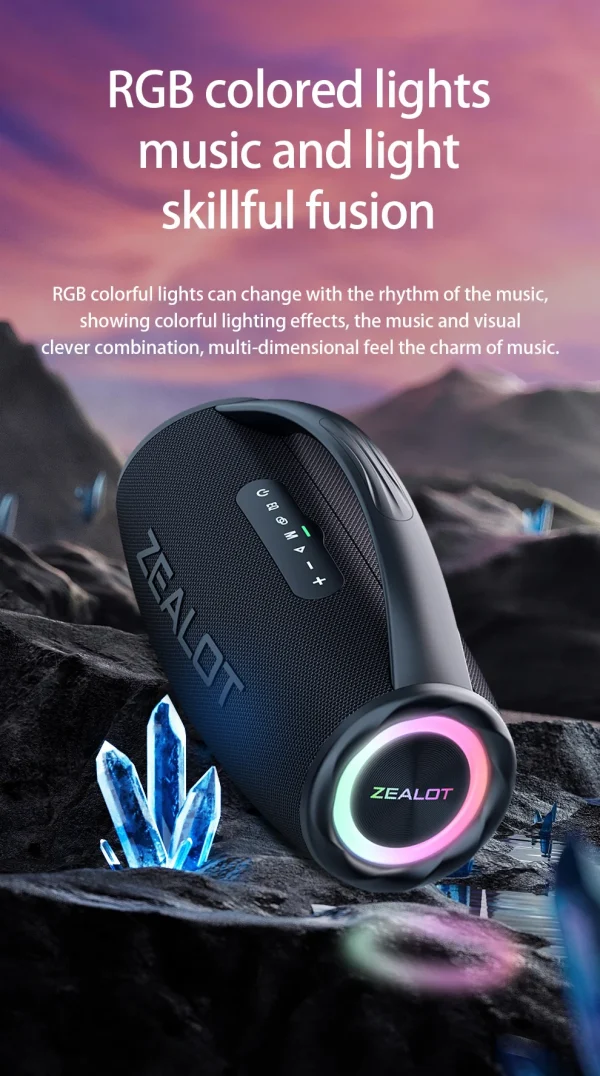 ZEALOT S97 80W مكبر صوت لاسلكي، مكبر صوت محمول خارجي، جودة صوت Hifi، اقتران مزدوج، شحن سريع، 16000 مللي أمبير.