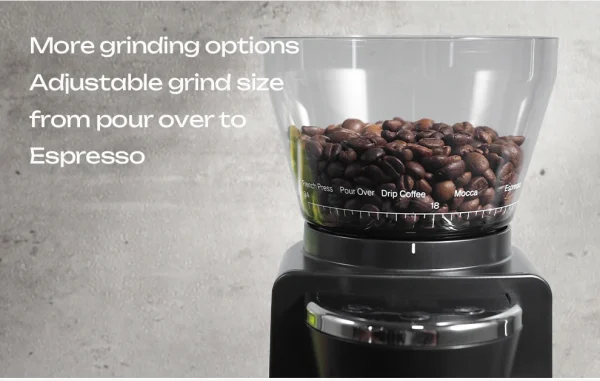 مطحنة قهوة HiBREW مطحنة قهوة كهربائية أوتوماتيكية مع 31 تروسًا لقهوة الإسبريسو الأمريكية صب فوق تخزين الفول البصري G3