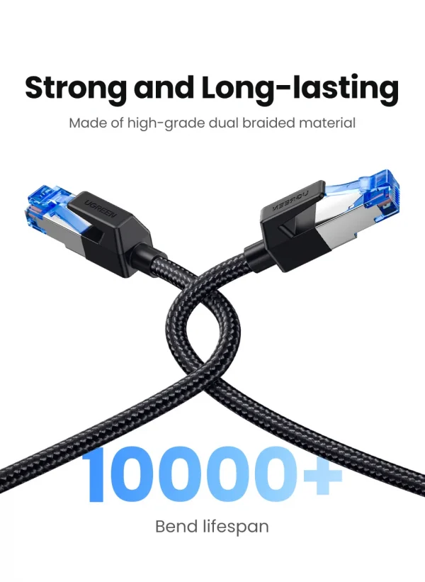 كابل إيثرنت UGREEN CAT 8 عالي السرعة مضفر 40 جيجابت في الثانية 2000 ميجاهرتز لشبكة Lan سلك RJ45 محمي داخلي لجهاز التوجيه PC PS5 مودم Xbox