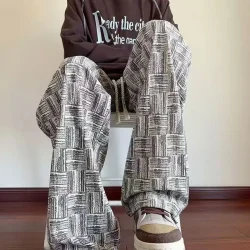 Summer Straight Chino Corduroy Men's Spring New Fashion Retro Sports Pants Loose Wide-legged Casual