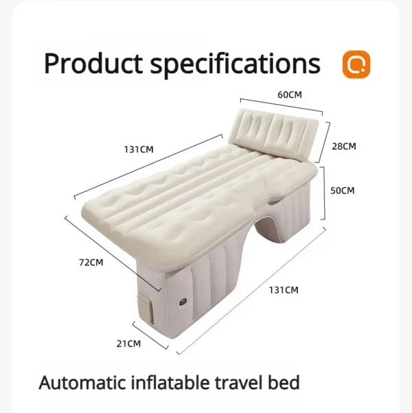مرتبة هوائية خلفية للسفر أوتوماتيكية للسيارة، سرير محمول ذكي AI قابل للنفخ للنوم في السيارة