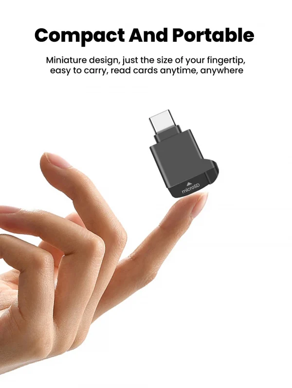 قارئ بطاقة TF صغير Type-C 2.0 للتخزين الخارجي باللون الأسود قابل للتمدد لبطاقة الذاكرة USB C 2.0 لأيفون 17 16 قارئ بطاقة TF صغير