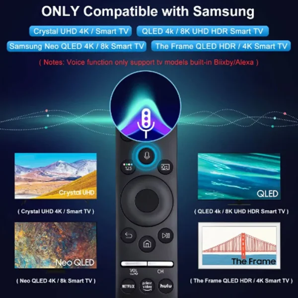 جهاز التحكم عن بعد الصوتي البديل العالمي BN59 لتلفزيون سامسونج الذكي مع وظيفة الصوت المتوافقة مع موديلات QLED LED LCD