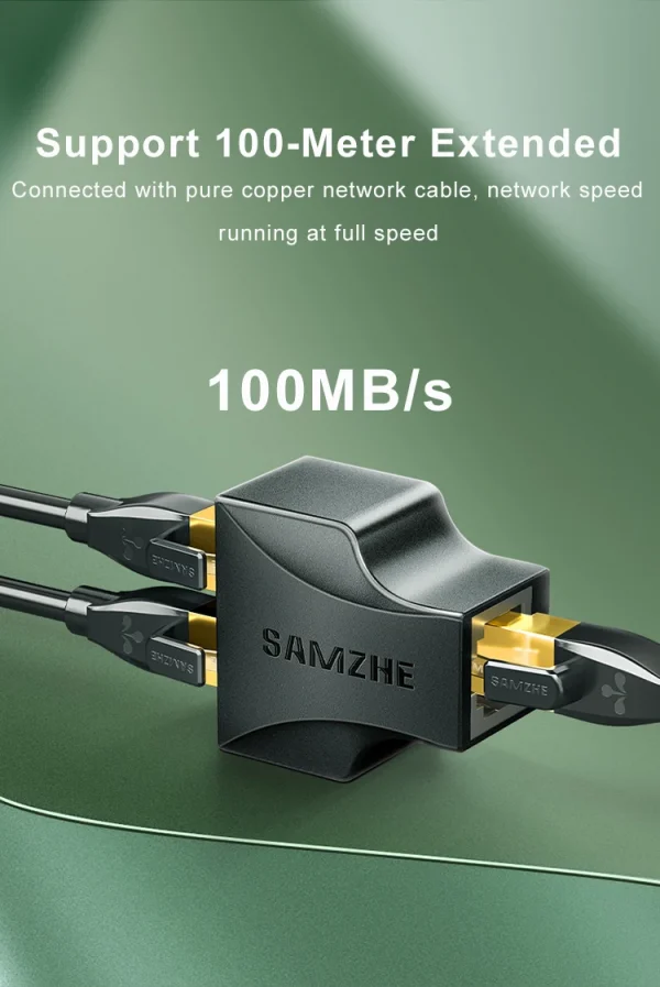 SAMZHE Ethernet Adapter Lan Cable Extender Splitter for Internet Connection Cat6 RJ45 Splitter Coupler Contact Modular Plug