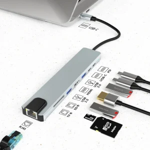 USB C HUB نوع C الفاصل إلى HDMI-4K محطة إرساء محول الكمبيوتر المحمول مع PD SD TF RJ45 Thunderbolt 3 لماك بوك اير M1 باد برو