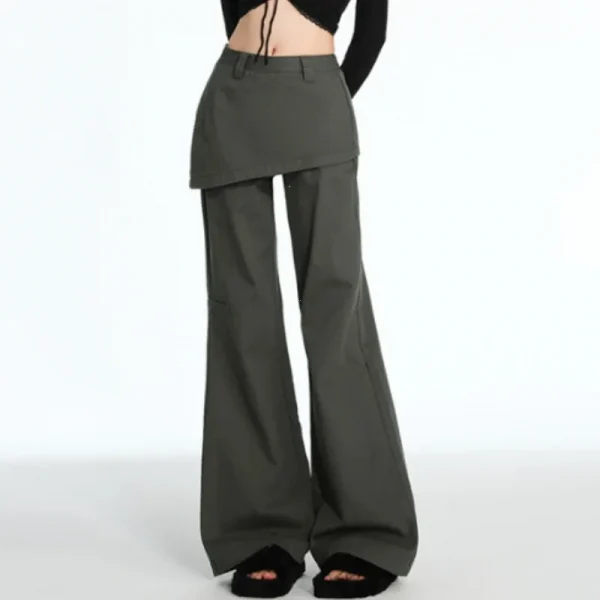 2025 ربيع الخريف حجم كبير الرجعية وهمية قطعتين ضرطة الستار الجينز مايكرو سحب البضائع التخسيس مستقيم مكدسة واسعة الساق السراويل