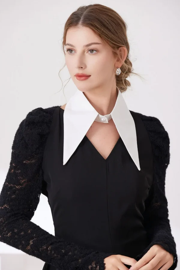 الجديد الأكثر مبيعاً بسيط بلون واحد يناسب الجميع، ياقة وهمية مزيفة، قميص إبداعي، ياقة مزيفة، شخصية