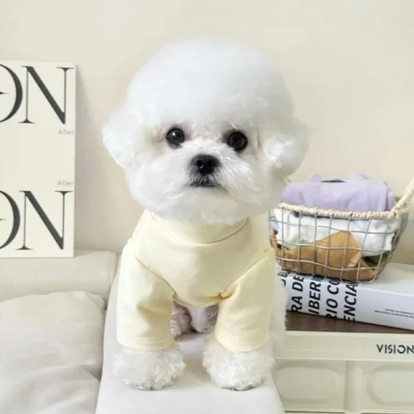 الفاخرة الكلب قاع قميص الربيع الكلب الملابس لطيف الصلبة جرو الياقة المدورة الدافئة لينة القط قميص الحيوانات الأليفة بلوزات تشيهواهوا ازياء
