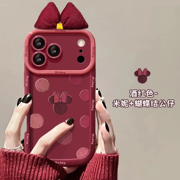 حافظة هاتف ميكي ماوس بولكا دوت بو 2024 السنة الجديدة متوافقة مع آيفون 15 برو ماكس آيفون 16 غطاء حماية من السيليكون